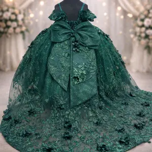 EVA DRESS , Girls Emerald Green 2 IN 1