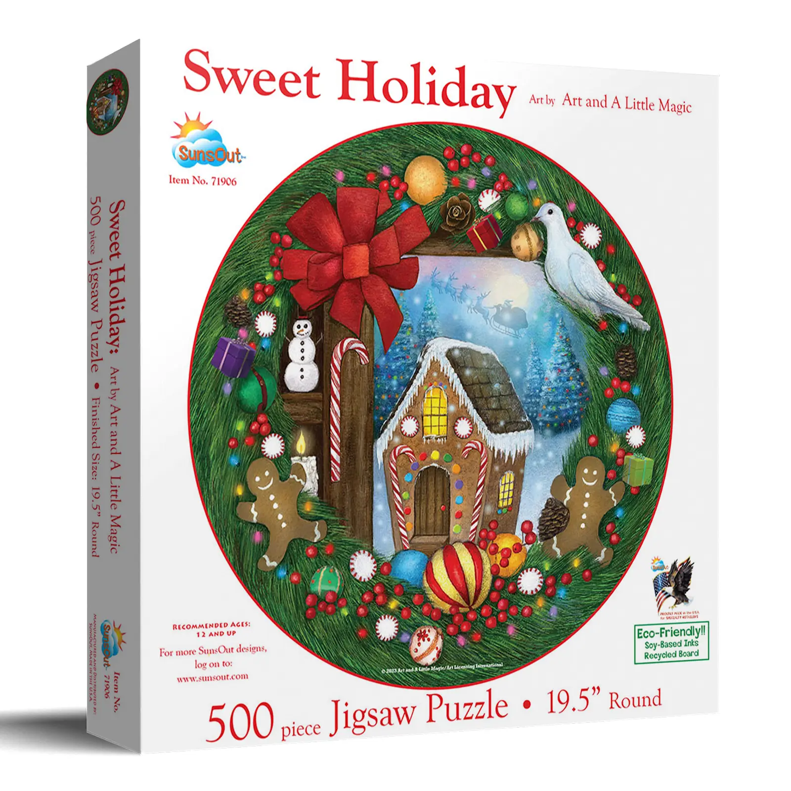 SunsOut Sweet Holiday 500 piece Jigsaw Puzzle for Adults Round 19.5" rd Holidays