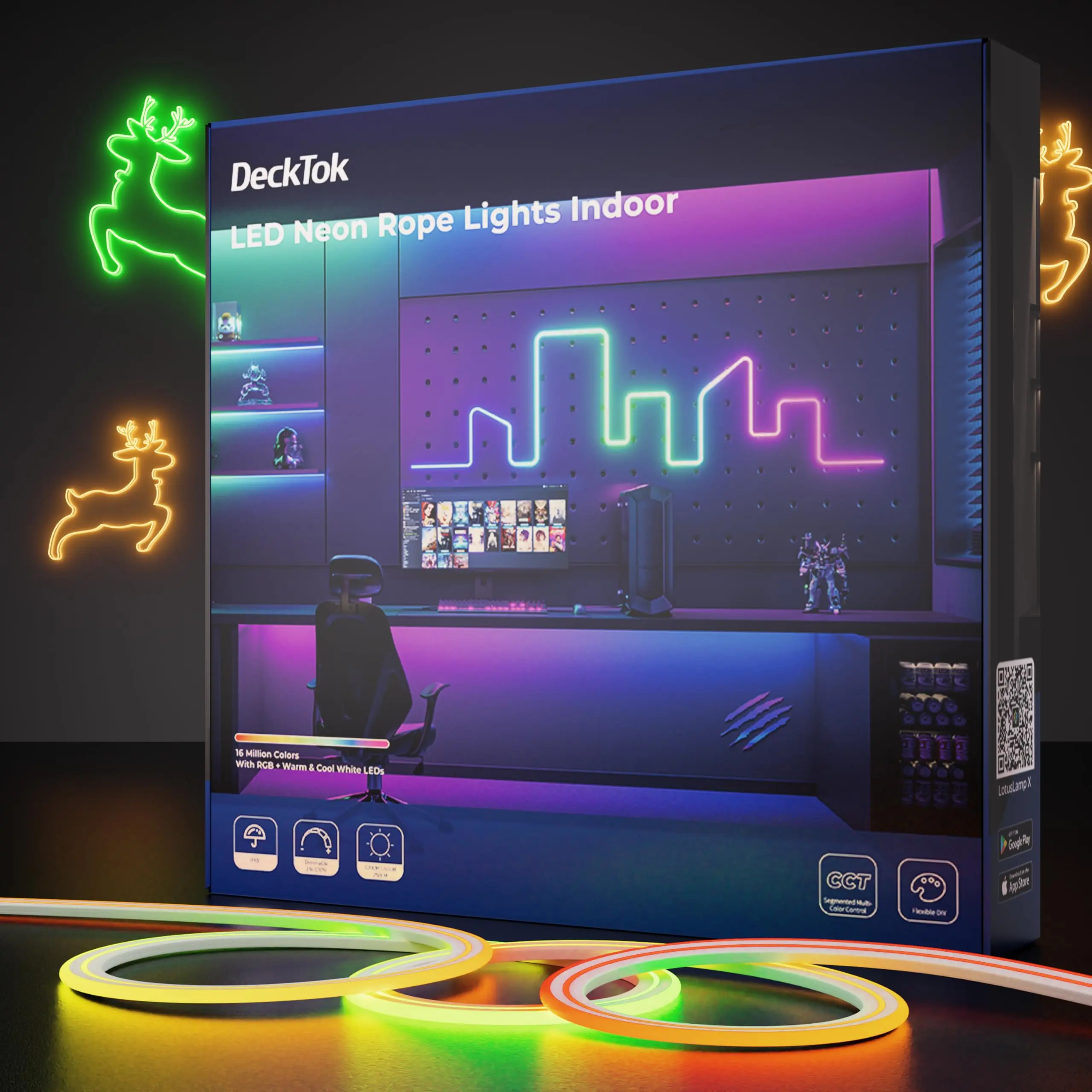 100FT LED Neon Rope Lights Flexible RGB Neon Strip Home Decor Home Essentials App Remote Control Multicolor Neon Lights for Bedroom Dorm Party Gaming Camping