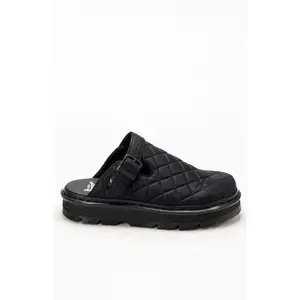 Dr Martens Men's Black Zebzag Quilted Canvas Slingback Platform Mules Dr Martens Men's Black Zebzag Quilted Canvas Slingback Platform Mules