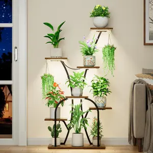 BACEKOLL 7-Tiered Metal Plant Stand with Full-Spectrum Grow Lights, 50'' Corner Rack for Indoor Plants Holder,3-Level Timer & 10 Dimming Settings, Stylish Home Decor for Living Room summerwins