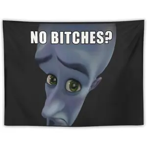 Megamind No Bitches Tapestry for College Dorm, Bedroom And Living Room Home Decor 30"x40", Funny Meme Wall Tapestries Hanging for Gifts