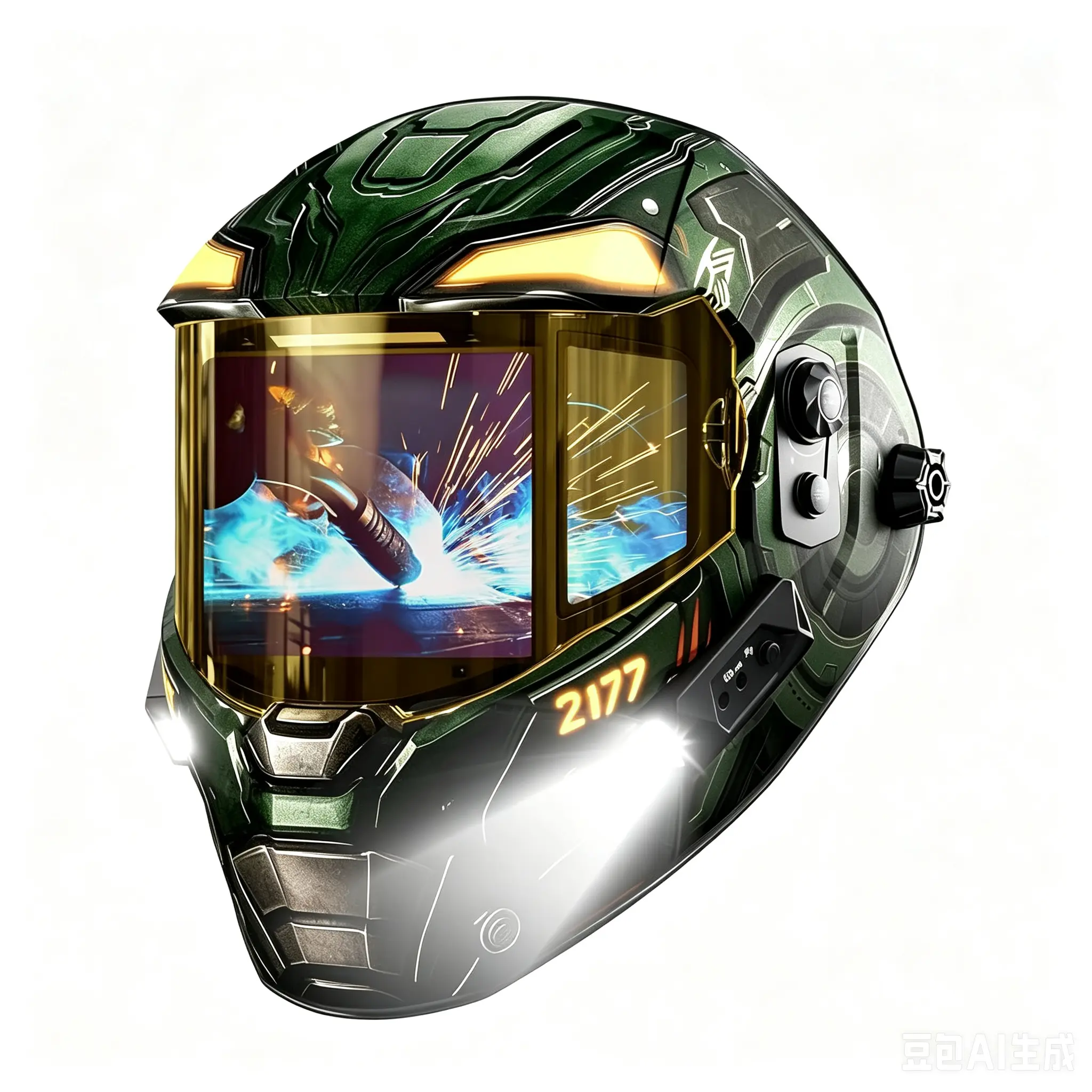 ANDELI Intelligent Auto-Adjustment Welding Helmet with 2 Lights,7.2" x 3.2" Panoramic View,3-Sided Auto Darkening,Internal Display,Rechargeable/Memory/Gradient,True Color for Weld Cut Grind(1500mAh+) tig mig arc