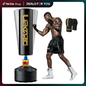 LEKÄRO Punching Bag with Boxing Gloves,Heavy Boxing Bag with Stand for Adult Teens, Kickboxing Bag for Thai Fitness Ultra Stable Base High Elasticity,Outdoorfun