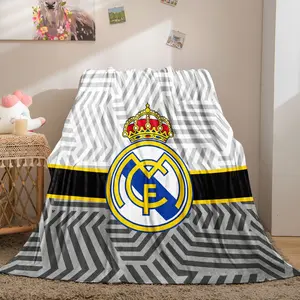 Football Club Lightweight Flannel Nap Blanket, Soccer Team Logo Small Lap Blanket, Soft Cozy Throw Blanket for Match Watching, Office, Sofa & Travel, Ideal Gift for Soccer Fans, Lightweight Breathable Blanket