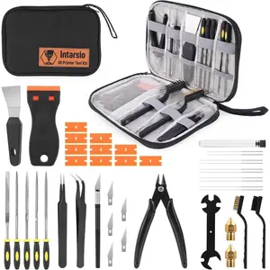 3D Printer Tools Kit, 34pcs 3D Printer Accessories for All FDM/SLA Printers Includes Nozzle Cleaning Tools, Removal Scrapers, Finishing Tools, 5 Types of Files,Brushes, Wire Cutter, Engraving Knife