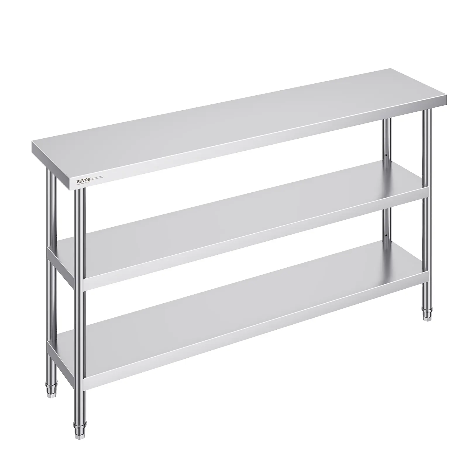 【Summerfinds】VEVOR Stainless Steel Food Prep Table 14 x 60 x 34 Inch Commercial Kitchen Worktablewith 2 Adjustable UndershelfHeavy Duty Prep Table Metal Work Table for BBQKitchenHomeand Garage