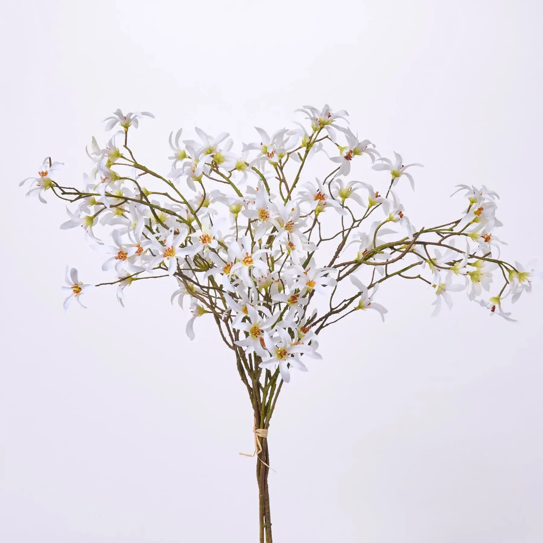 Artificial White Forsythia Bouquet - Decorative Floral Accents, 3 Bendable Stems, 24in Long, 8 Inches Wide, Long-Lasting Office & Home Decor Piece