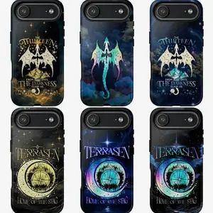 Terrasen The Thirteen Epic Dark Fantasy Celestial Dragon Wings Cosmic Compass Art Trendy Tough Phone Case. Bookish Magic Aesthetic Heavy Duty Shockproof Protective Smartphone Cover for iPhone 17 Pro Max 16 Air 15 14 13 12 11.