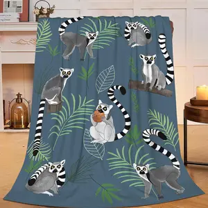 Lemur Blanket for Girls Women Boys Men Adults Kids Soft Cozy Flannel Cute Lemur Throw Blankets Gifts Warm Flannel Plush Stuff Lightweight Decorative for Couch Bed Sofa