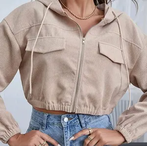 Tan Corduroy Crop Jacket