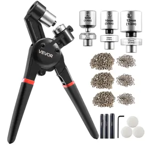 Father's Day Gift VEVOR Grommet Tool Kit, 900 PCS 1/4 Inch 3/8 Inch 1/2 Inch Multi Size Metal Eyelets Grommets, Eyelet Kit with Manual Grommet Press Pliers, Hole Punch, and Block, for Leather Tarp Shoes Crafts Fabric