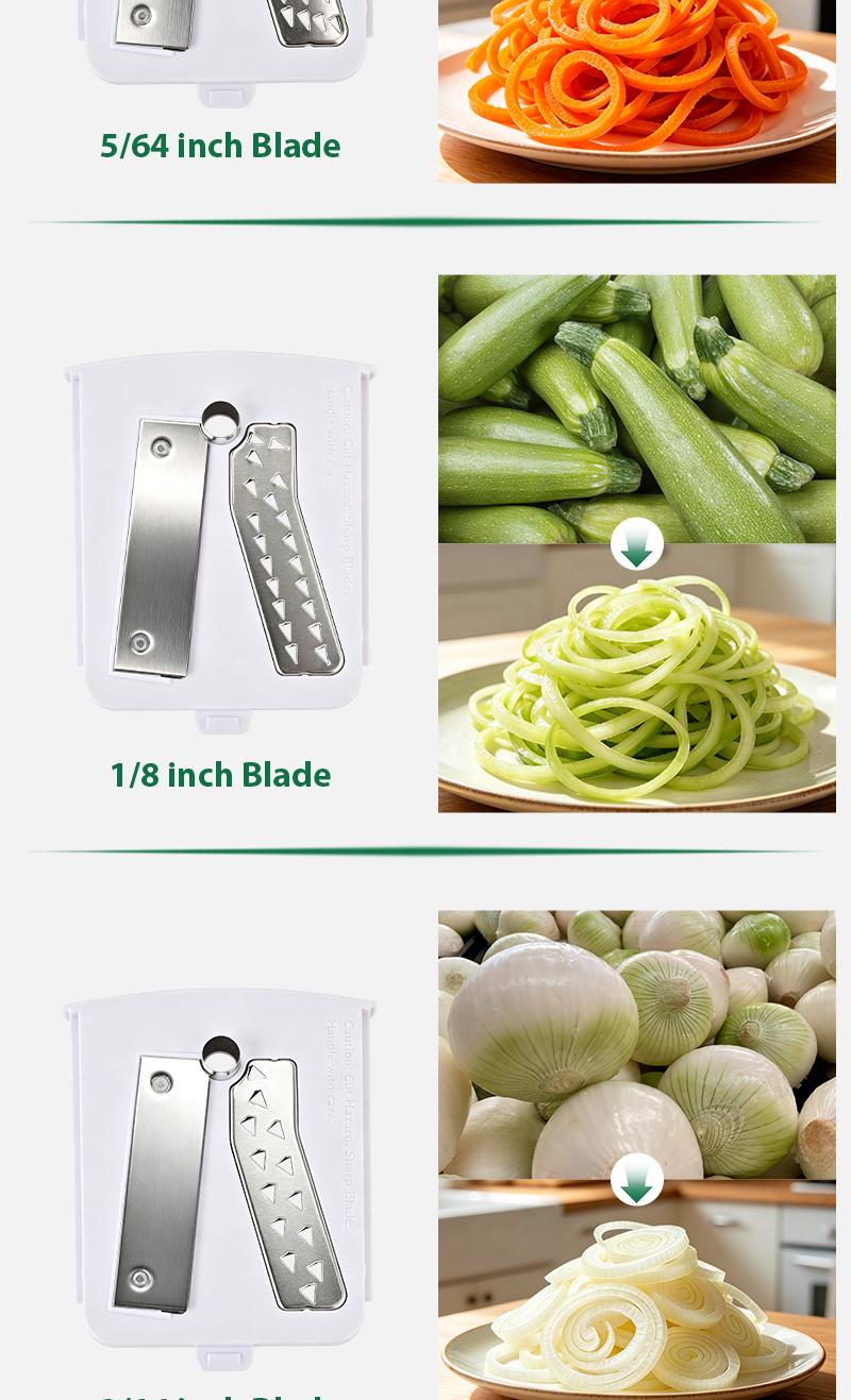 SUSTEAS Manual Vegetable Slicer Mandoline - 5 Replaceable Detachable Blades, Strong Suction Base, Smooth Hand Crank, 2/3/5/5.5mm Shreds/Wide Strips, Lightweight Durable, Safe Quick Even Cutting for Fruits, Veggies, Carrot, Cheese, Chocolate