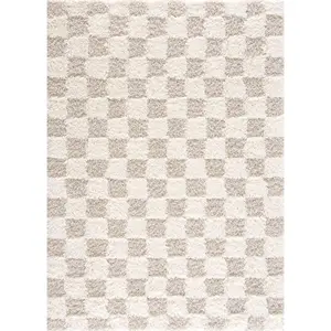 Atira Light Brown Checkered Area Rug Perfect for any room