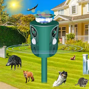 2026 Upgraded Solar Ultrasonic Animal Repeller with 360° Motion Sensor LED Flash Waterproof Outdoor Pest Control for Garden Yard Farm Safe for Deer Cats Dogs Raccoons Skunks