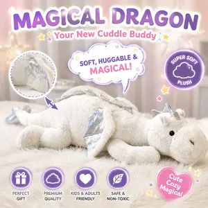 Dragon Stuffed Animals, Squishy Dragon Plush – Birthday Gifts, Graduation Gifts, Gifts for Boyfriend, 35.4in/45.2in Dragon Plushie, Kids & Adults Toys, Christmas Gifts, Pillows & Stocking Stuffers