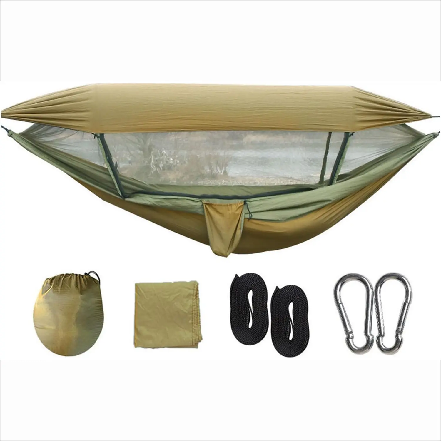 2-Person Hammock Tent for Outdoor Camping with Mosquito Net and Rainfly Canopy, Heavy-Duty Breathable Nylon, 550 lbs Capacity for Backpacking, Hammock With Mosquito Net, Portable Travel Hammock