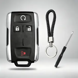 Key Fob Shell Case Replacement for Chevy Silverado Colorado GMC Sierra 1500 2500 3500 HD Canyon 2014 2015 2016 2017 2018 2019 2020 2021 M3N-32337100 4 Button Keyless Entry Remote Car Key Fob Cover
