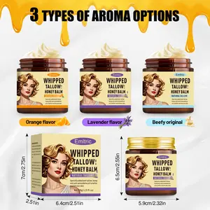 EMLTRIC Whipped Beef Tallow & Honey Balm Moisturizer for Skin Face Lips Body Solid Nature's Moisturizer with Vitamins E  - Lavende/ Citrus/Unscented