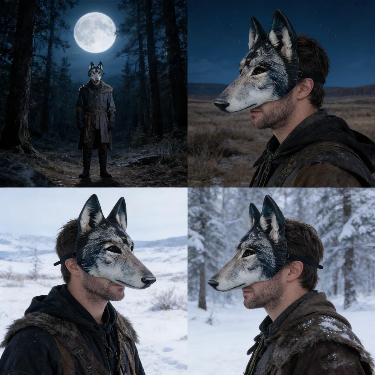 animal head mask,Realistic wolf head 3D mask with lifelike fur texture and pointed ear shape, suitable for Halloween themed party role-playing costume accessories