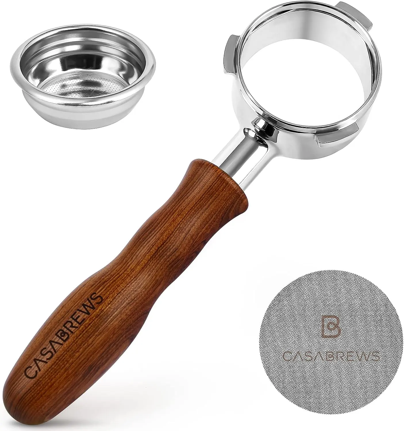 CASABREWS 58MM Steel Bottomless Portafilter - Coffee Brewing Accessories with Espresso Filter Basket and Puck Screen for CM5700 Series, Neutron Pro, Ultra, CM4700Gense