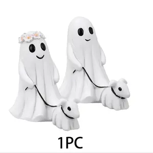 Ghost Walking Dog Statue, 1 Count Halloween Ghost Dog Ornament, Spooky Ghost Dog Halloween Figurine, Home Decorations