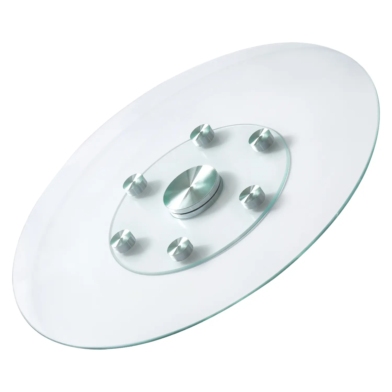 VEVOR 30 in Glass Lazy Susan Turntable,  Tempered Glass Dining Table Centerpiece with 6 Rotating Wheels, 360° Smooth and Silent Spin Tabletop Rotating Tray, for Family Gatherings, Banquets & Weddings