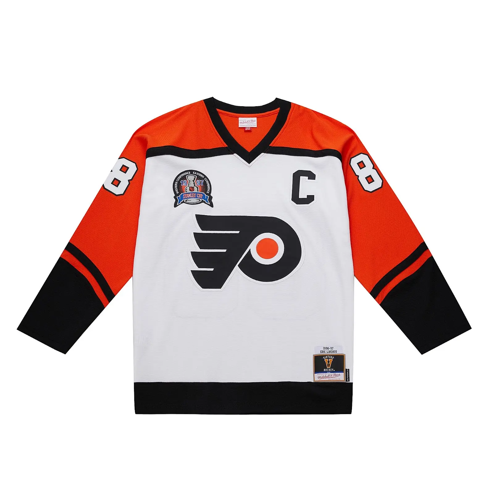 Eric Lindros Philadelphia Flyers 1996-97 White Power Play Player Jersey - Mitchell & Ness NHL Throwback, 90s Retro Hockey Jersey