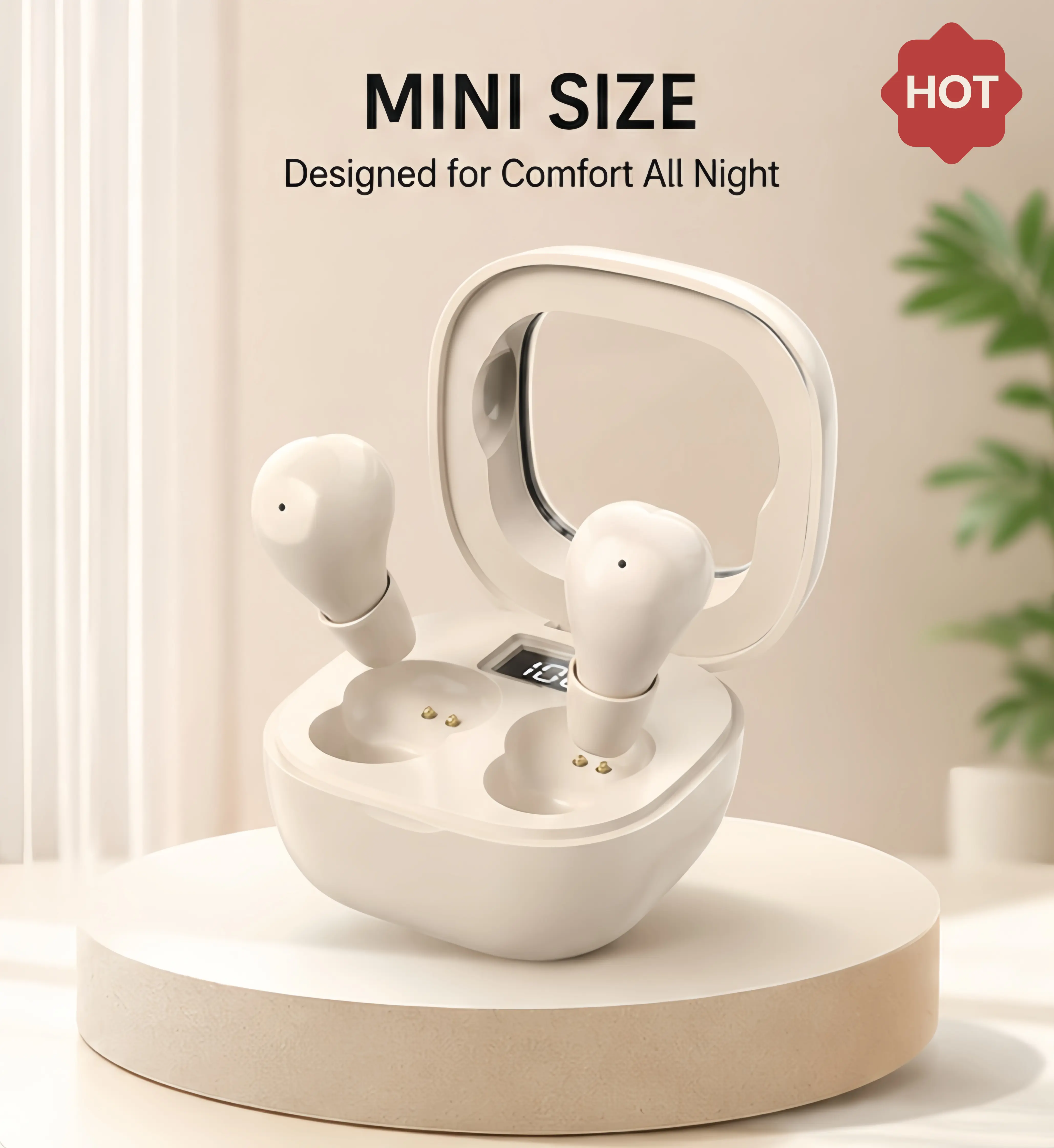 SK19 Tiny Hidden Bluetooth Earbuds, Invisible Sleep Earphones for Small Ear Canals, Bluetooth 5.4 Wireless Earbuds with Hi-Fi Stereo Sound, Noise Cancelling, Long Battery Life