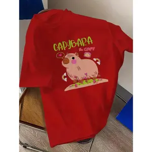 Graphic Tee for Boys, Summer Casual Crew Neck T-Shirt, 100% Polyester Knit Fabric, Animal Pattern Top, Regular Fit - Outdoor Wear