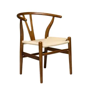 Laura Davidson Furniture Hans Wegner Wishbone Style Chair for Office with Arm Rest, Woven Cord Seat
