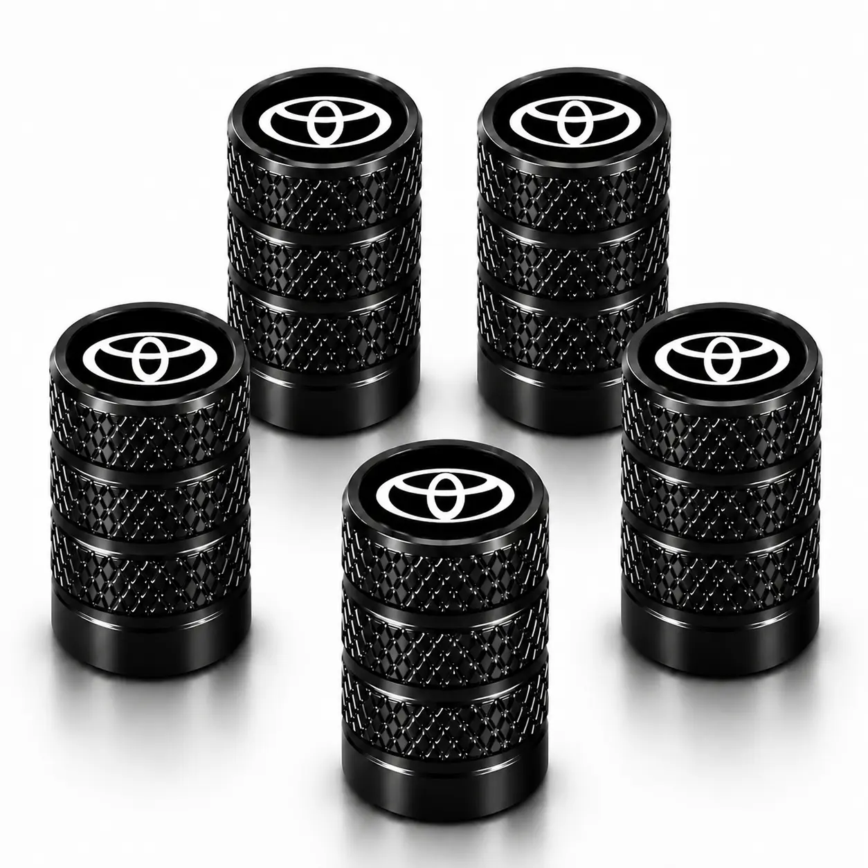 For Toyota RAV4 Camry Corolla Tacoma Highlander 4Runner Tundra 5 Pack Aluminum Tire Valve Stem Caps Rustproof Leak-Free Wheel Air Dust Covers Quick Install Premium Sedan Truck SUV Exterior Accessories