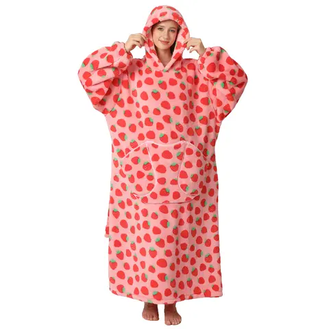 Msrlassn Oversized Wearable Blanket Hoodie for Mom Girlfriend Women Men, Halloween & Christmas Gift, 1Pcs Plus Size Pajamas Loungewear Nightwear Oversized Wearable Hoodie Sweatshirt Pullover Blanket Warm Hoodie with Pocket