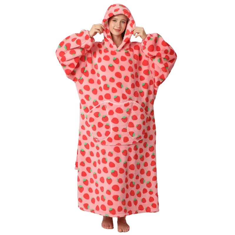 Msrlassn Oversized Wearable Blanket Hoodie for Mom Girlfriend Women Men, Halloween & Christmas Gift, 1Pcs Plus Size Pajamas Loungewear Nightwear Oversized Wearable Hoodie Sweatshirt Pullover Blanket Warm Hoodie with Pocket