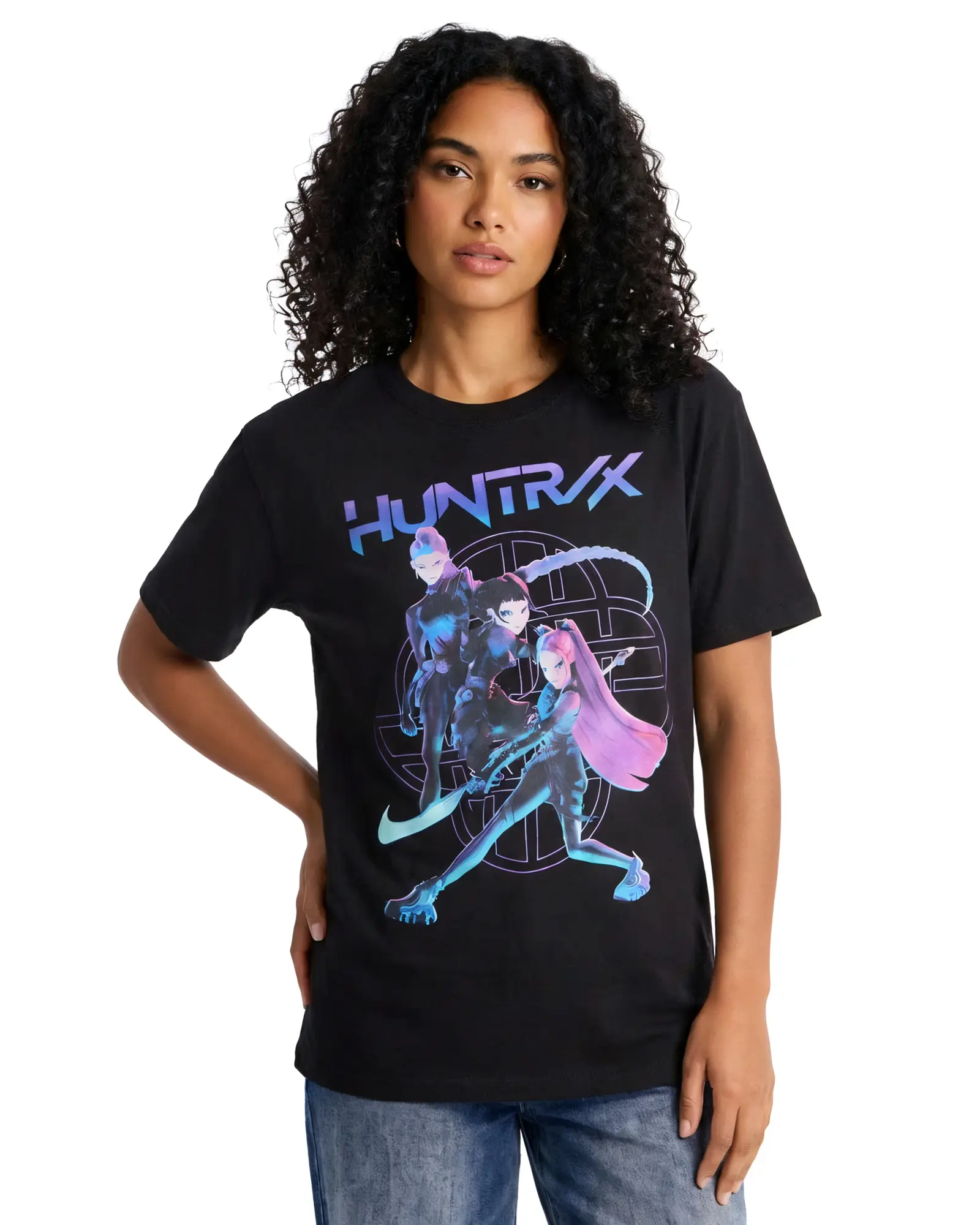 K-Pop Demon Hunters Shirt Women's Huntrix Honmoon Outline Logo Short Sleeve Tee
