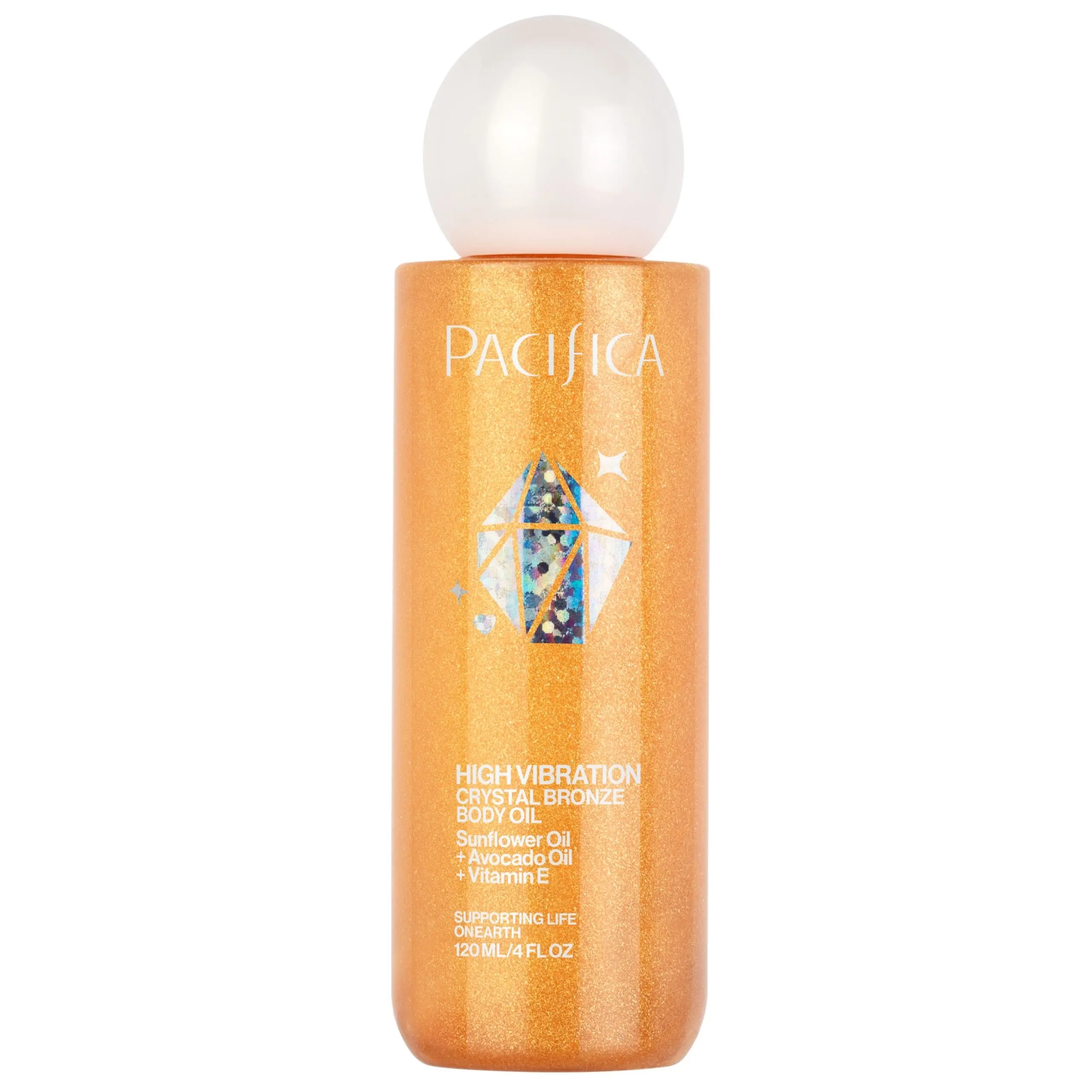 Pacifica High Vibration Crystal Bronze Shimmering Body Oil 120 mL - Hydrating & Nourishing Formula for Beautiful Skin