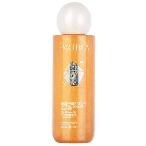 Pacifica High Vibration Crystal Bronze Shimmering Body Oil 120 mL - Hydrating & Nourishing Formula for Beautiful Skin