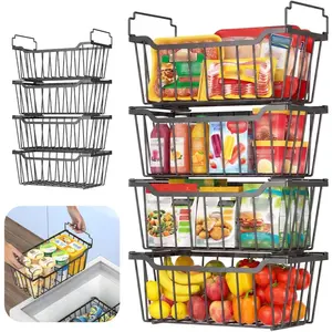 Freezer Organizer Bins with Foldable Handle, 8 Pack Stackable Freezer Baskets for 3.5-7 Cu.FT Deep Chest Freezer Organization, Coated Freezer Bins with Utilization