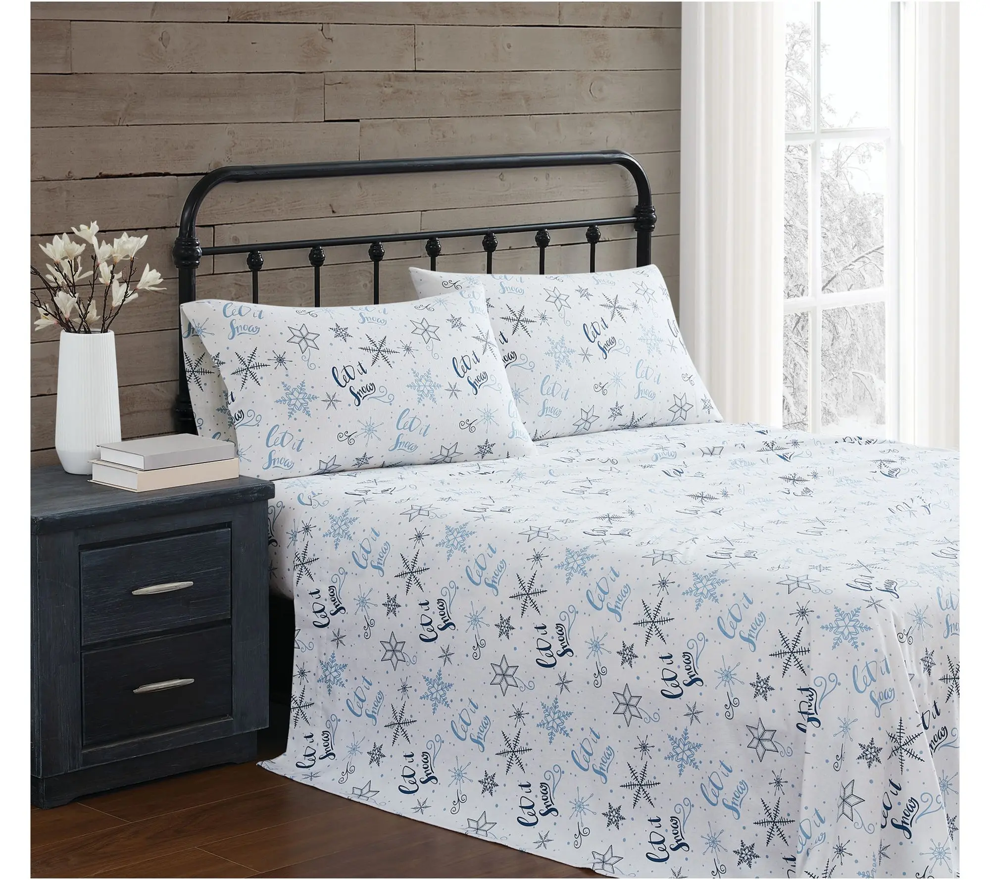 Truly Soft Let It Snow Twin Flannel Sheet Set