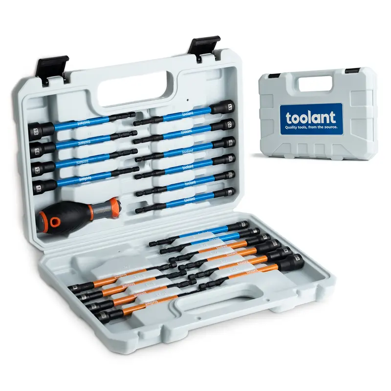 toolant Extra Long SAE/Metric Magnetic Nut Driver Set with Replacement Handle, 21pcs