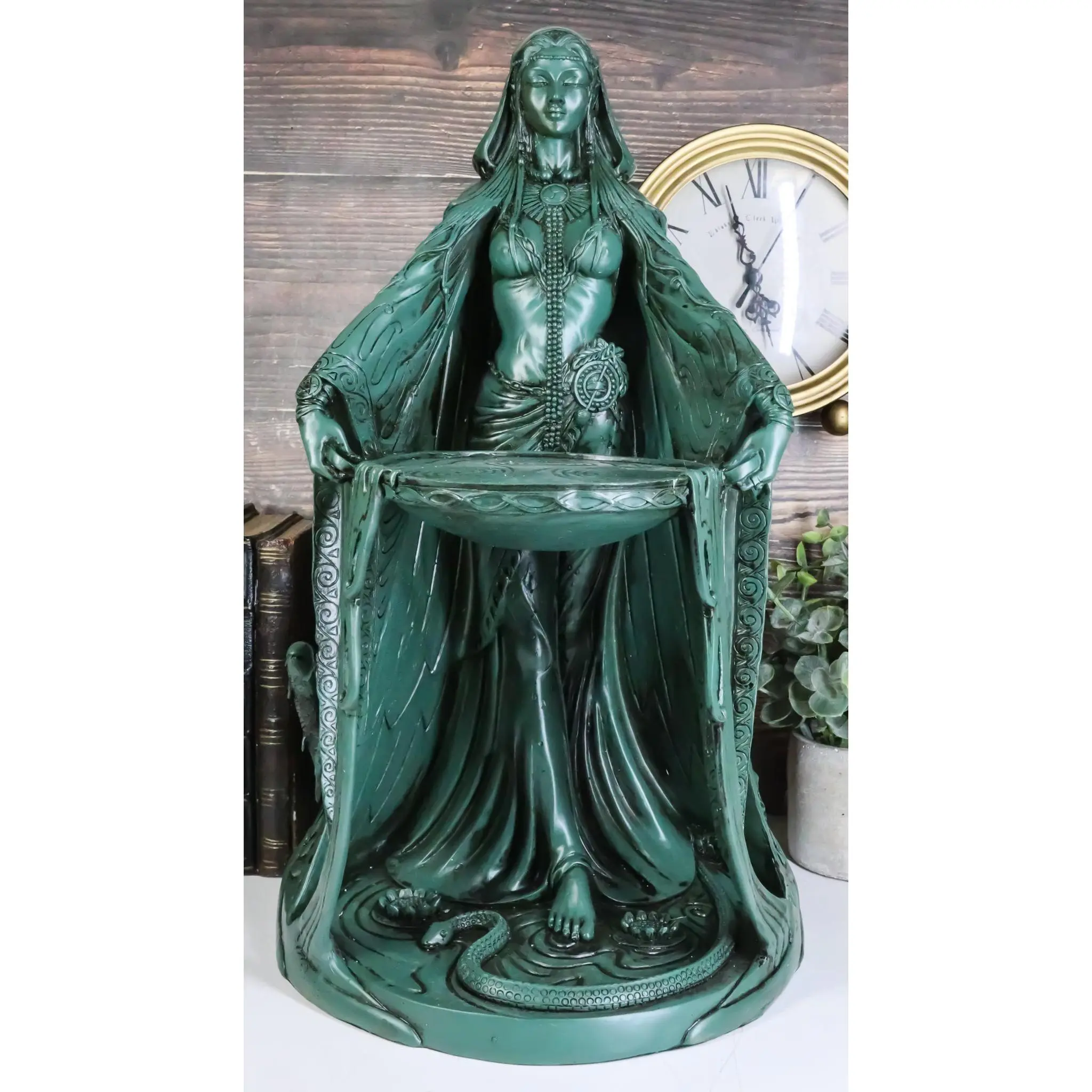 Ebros Green Maxine Miller Celtic Triple Goddess Danu With Cauldron Statue 16"H