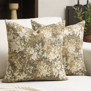 2 pieces of floral retro American decoration, soft pillows without pillow core, farmhouse style sofa cover, sofa pillow for home decoration, suitable for decorating living room, bedroom, sofa chair, sofa, all season round, and can also be used as a gift
