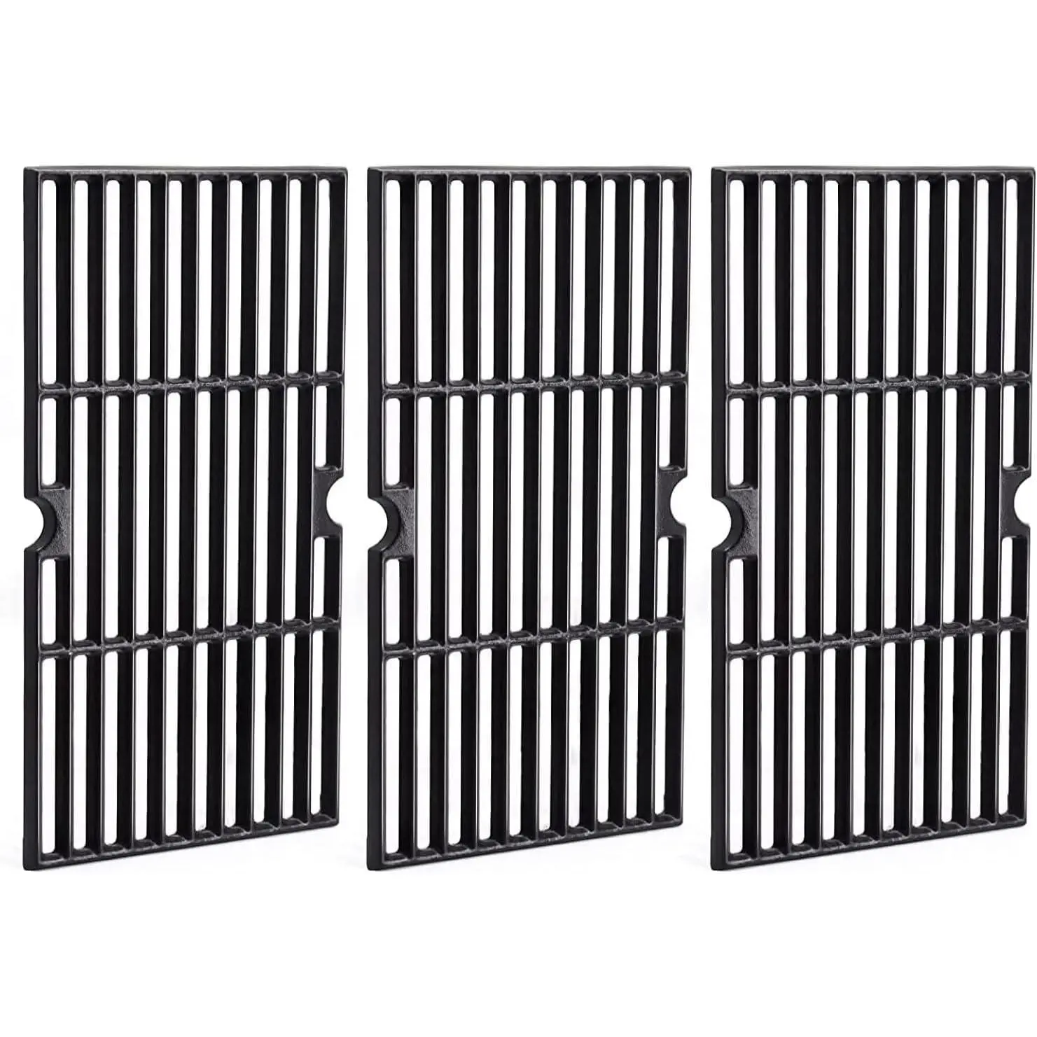 3-Pack Heavy Duty Cast Iron Grill Grates, 16 15/16 Inch Cooking Grid Replacement Parts for Charbroil, Kenmore & Broil King Grills, Durable BBQ Accessory that Retains Heat Superbly & Heats Evenly, Three Pack, Evenly Spread Heat