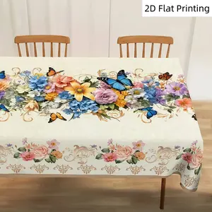 This spring/summer floral tablecloth, adorned with elegant and colorful flower and butterfly patterns, is the perfect spring gift and suitable for indoor and outdoor use, holiday parties, and home decoration. Disposable Christmas