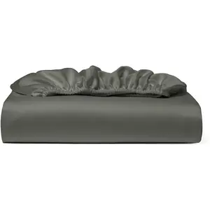 Fitted Sheet - Cooling, Breathable, Silky Soft Deep Pocket Bottom Sheet (Queen, Grey)