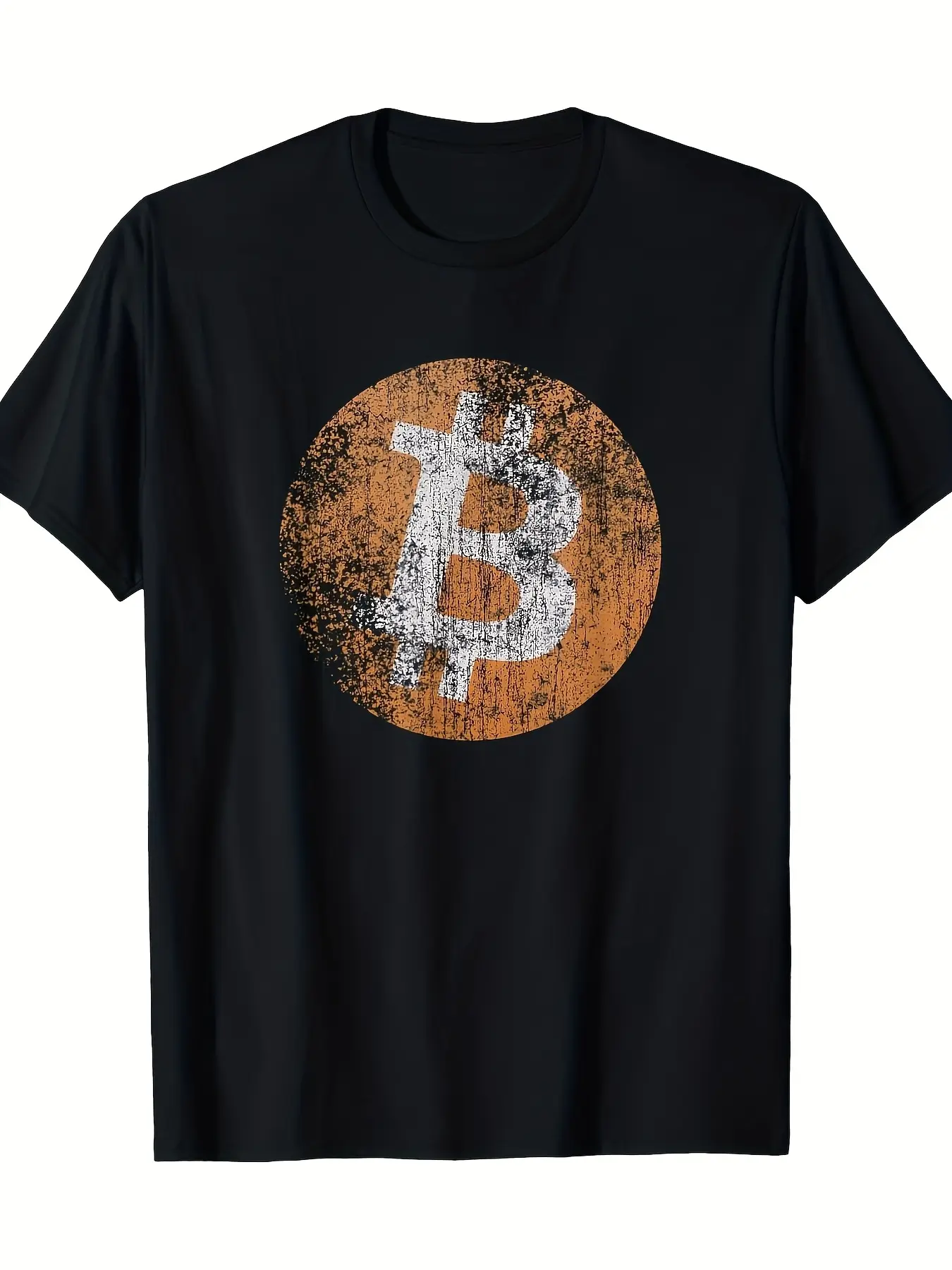Men'S Vintage Distressed Bitcoin Logo T-Shirt _ Bl unisex soft cotton short sleeve t shirt, vintage graphic casual tee for men women teens, perfect birthday holiday gift for camping travel gym daily street  wear