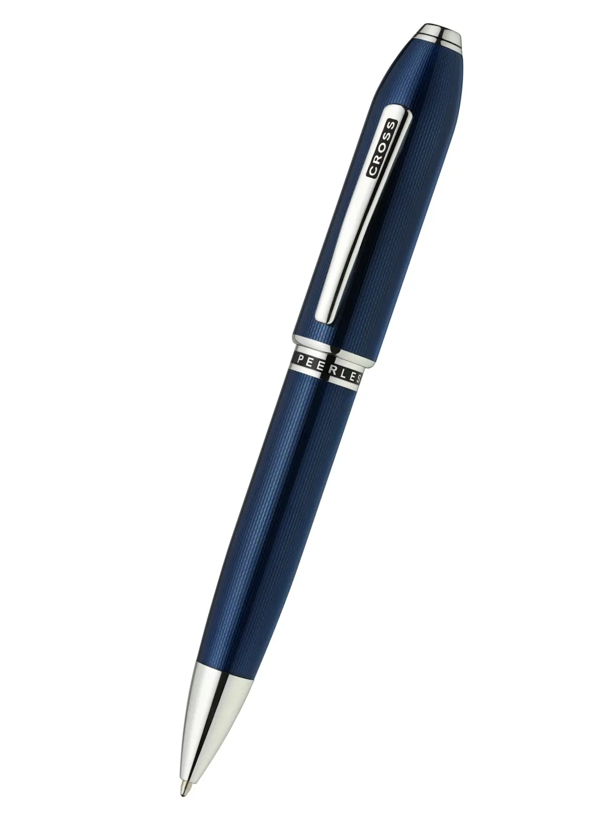 Peerless™ Polished Translucent Cobalt Blue Engraved Diamond Pattern with Polished Chrome Appointments and Swarovski Crystal Ballpoint Pen
