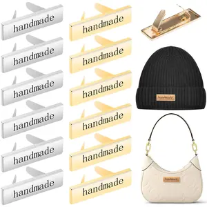 12PCS Handmade Metal Labels Rectangle Alloy Tags for DIY Crafts Purses Shoes Bags Handmade Items Crochet Sewing Accessories