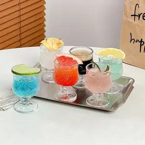 6/12pcs - Mini stemmed glass cups, Shot glass set, Shot Cup Glasses, carved diamond pattern small wine cups, 50ml/1.76oz, crystal clear, suitable for vodka, whiskey, mini one-sip cups with stemmed design to prevent overdrink
