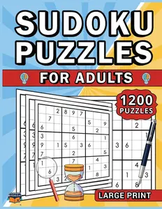 Sudoku Puzzles for Adults - 1200 Large Print Puzzles for Brain Challenge & Relaxation - Easy to Hard Progression - Perfect Gift for Seniors & Beginners - Regular Edition